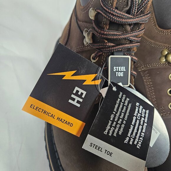 Laredo Brown Ruf Rider Steel Toe Lace Up Boots Men\'s Size 8.5 66344 main image 12